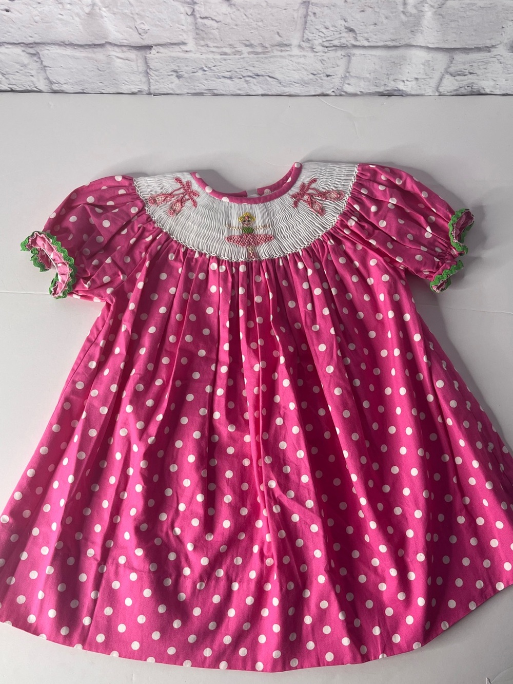 Pink Polka Dot Smocked Girls Dress Girls size 12 months ballerina smocked dress
